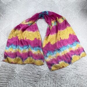 Unbranded Silk Scarf Multi Tie Dye Boho Lightweight Hippie Festival Dopamine Mod
